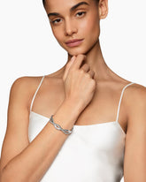 Zig Zag Stax™ Two Row Cuff Bracelet in Sterling Silver with Diamonds, 13mm